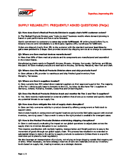 Provider - Supply Reliability FAQs Update